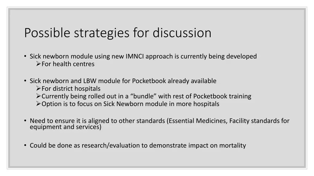 possible strategies for discussion