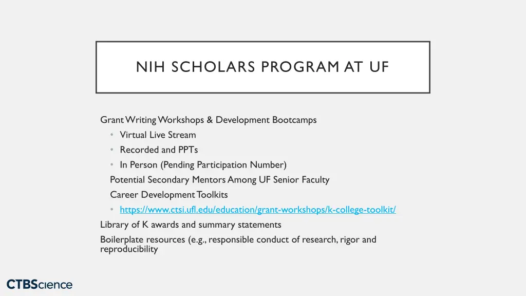 nih scholars program at uf