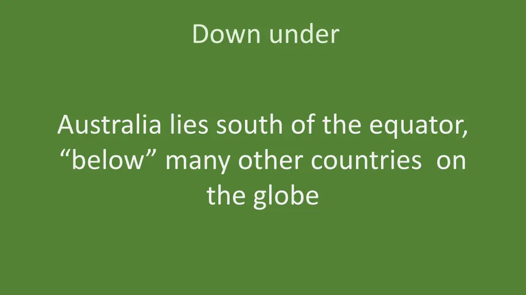 quick facts down under