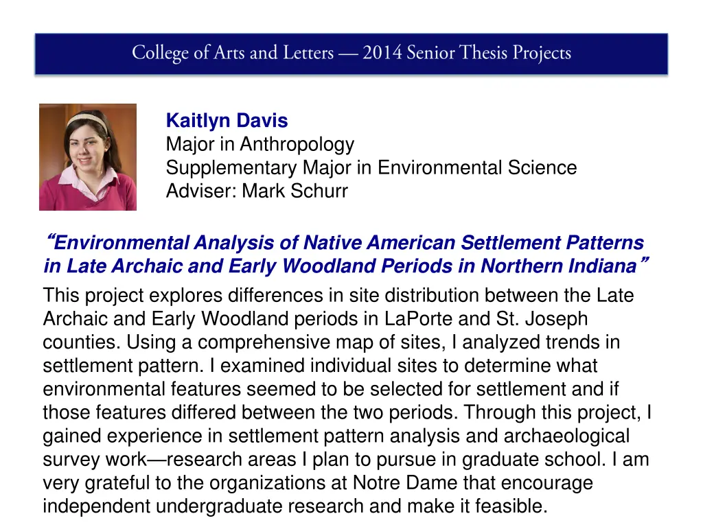 kaitlyn davis major in anthropology supplementary