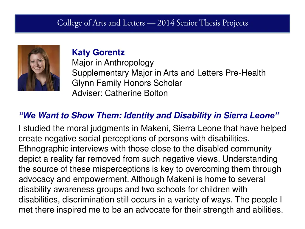 katy gorentz major in anthropology supplementary