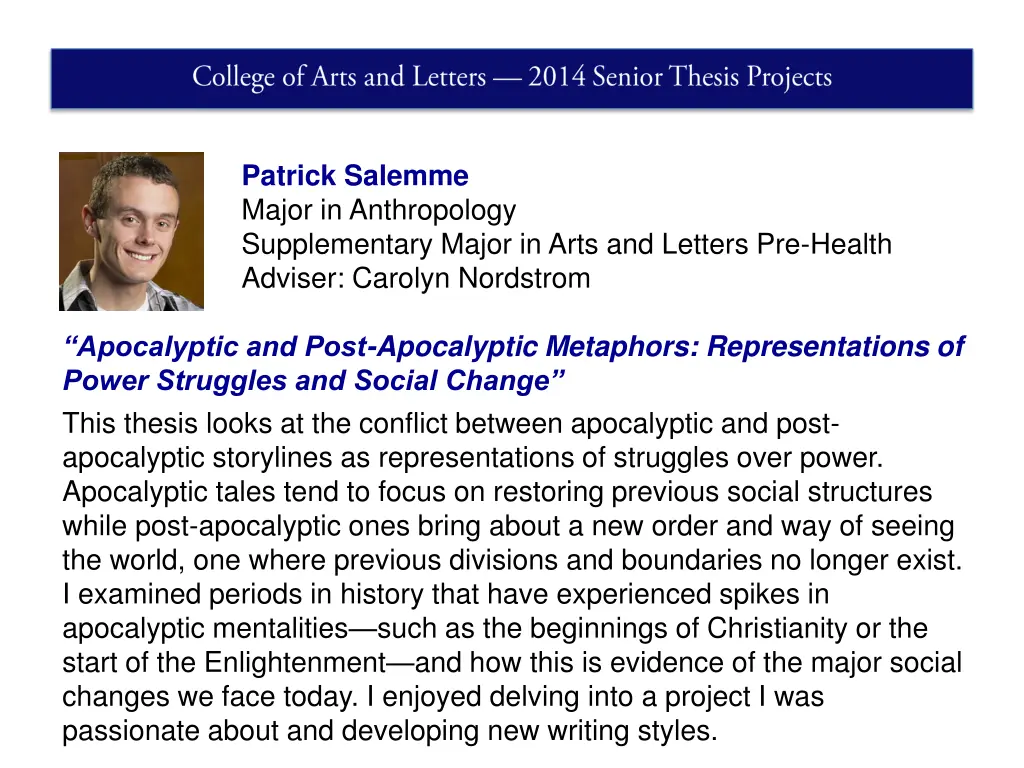 patrick salemme major in anthropology