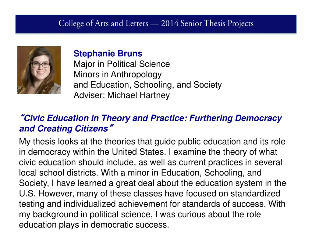 stephanie bruns major in political science minors