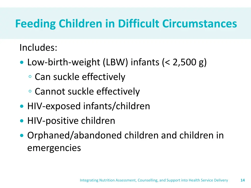 feeding children in difficult circumstances