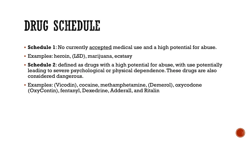 drug schedule