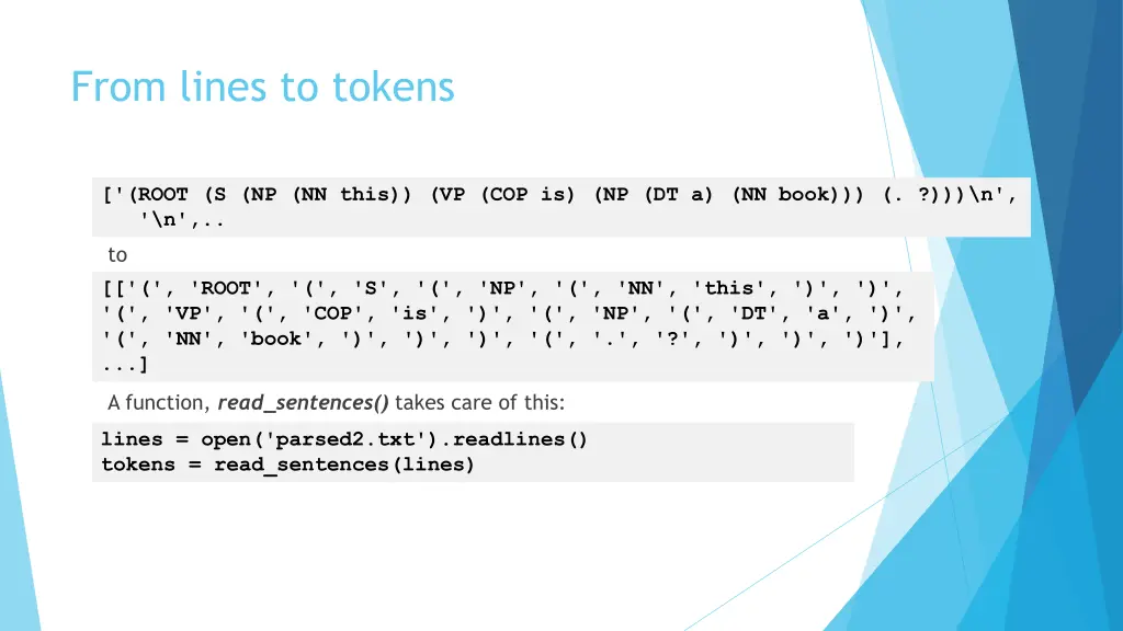 from lines to tokens