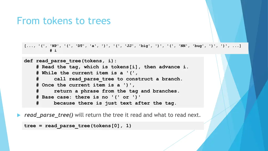 from tokens to trees