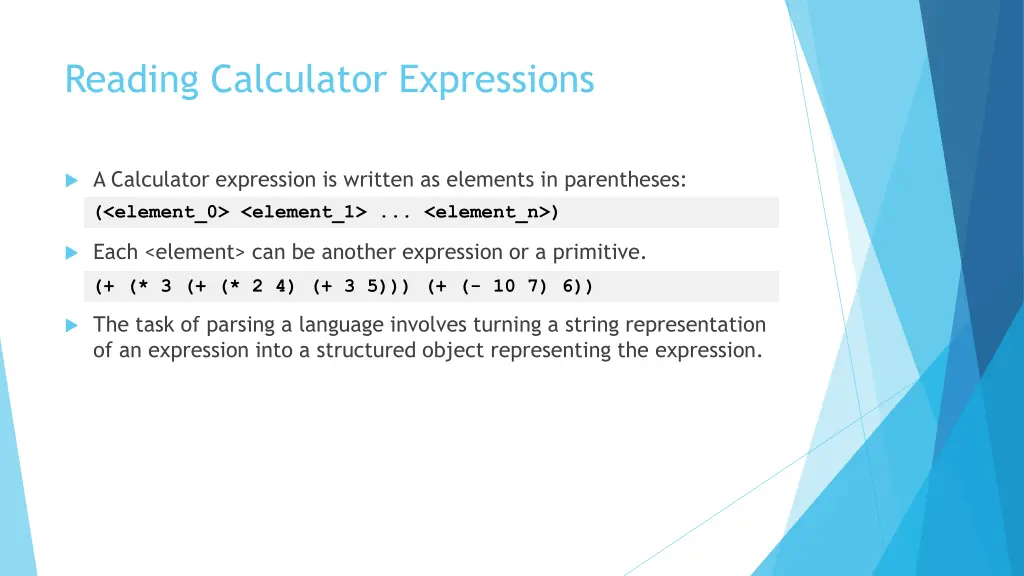 reading calculator expressions