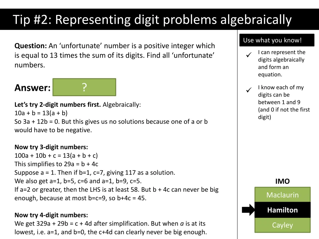 tip 2 representing digit problems algebraically 3