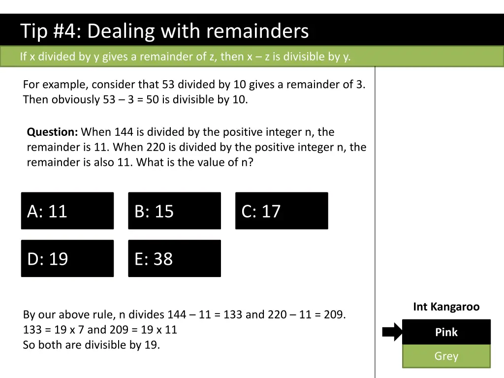 tip 4 dealing with remainders