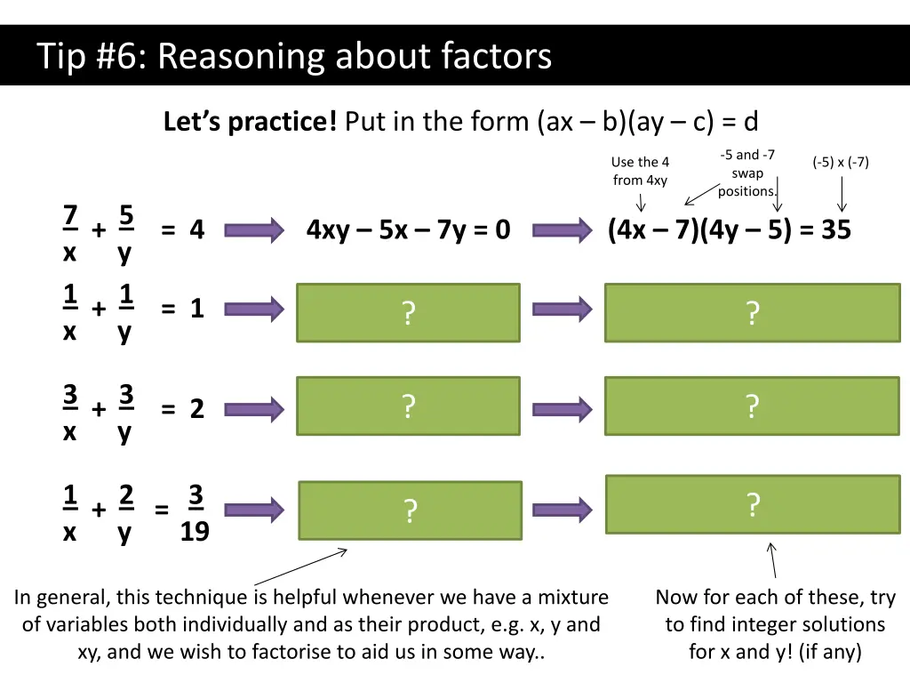 tip 6 reasoning about factors 1