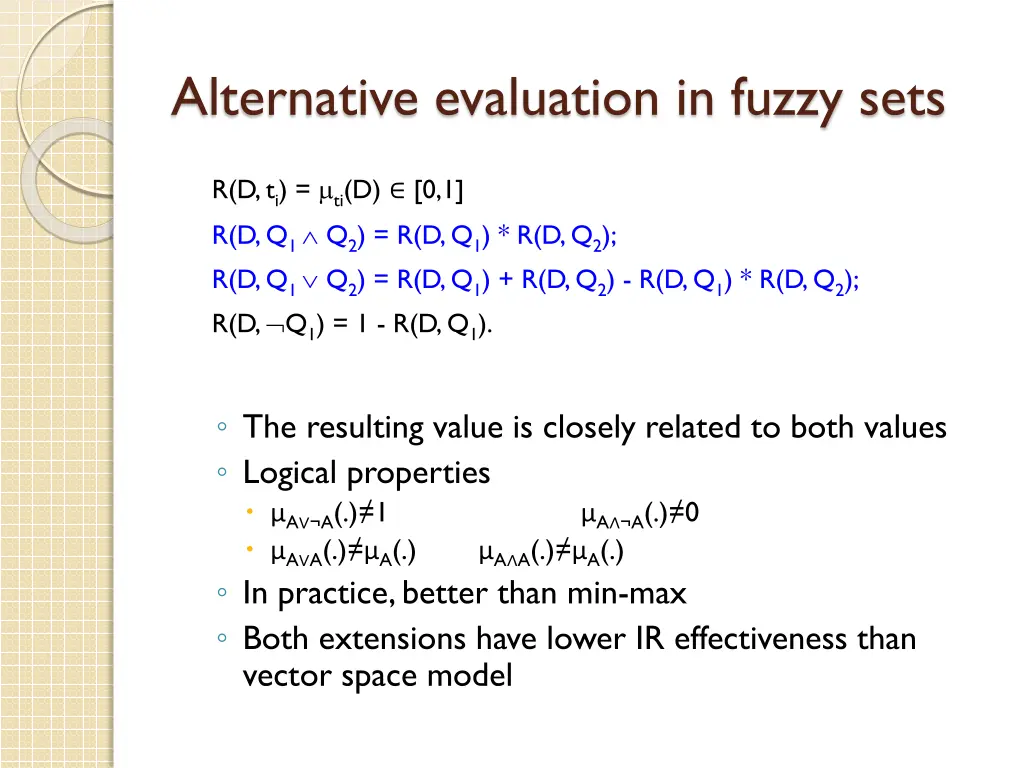 alternative evaluation in fuzzy sets