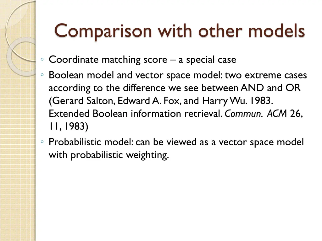 comparison with other models