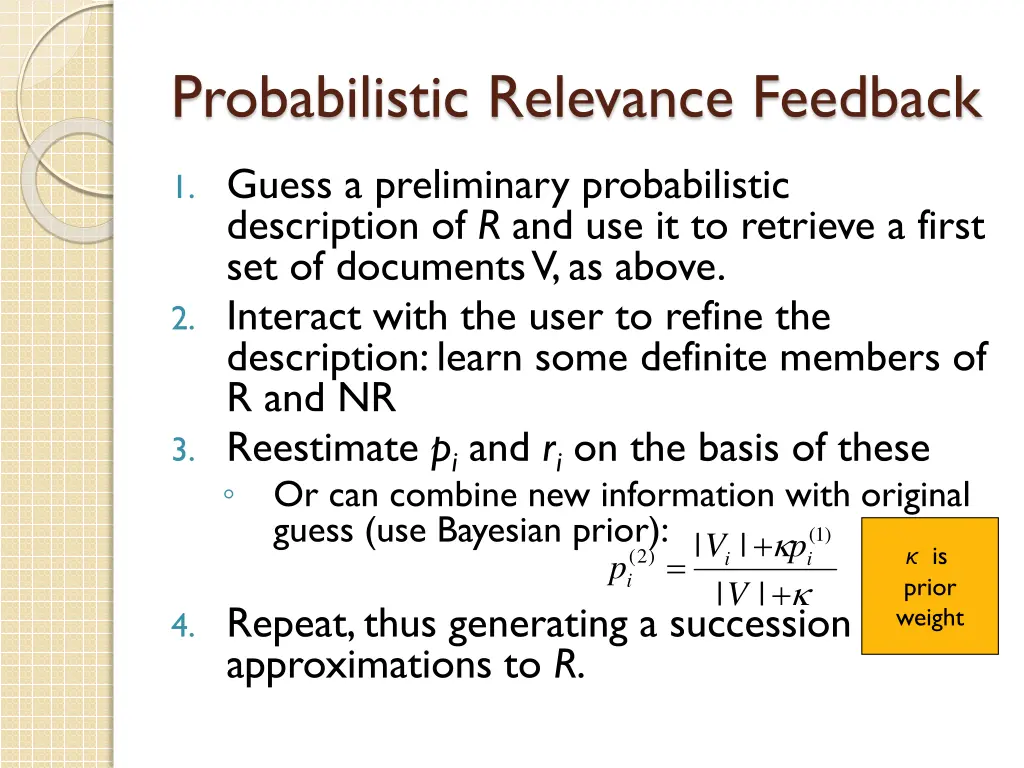 probabilistic relevance feedback 1