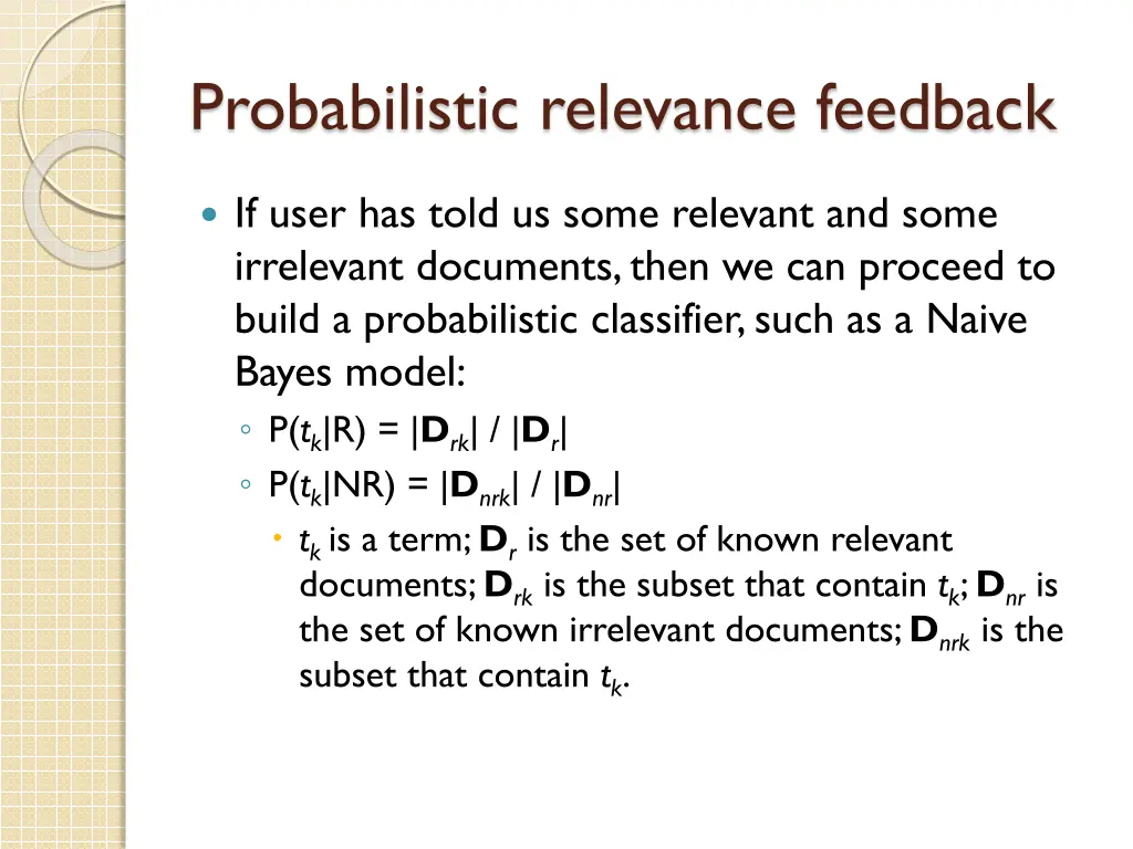 probabilistic relevance feedback