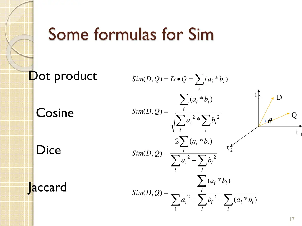 some formulas for sim