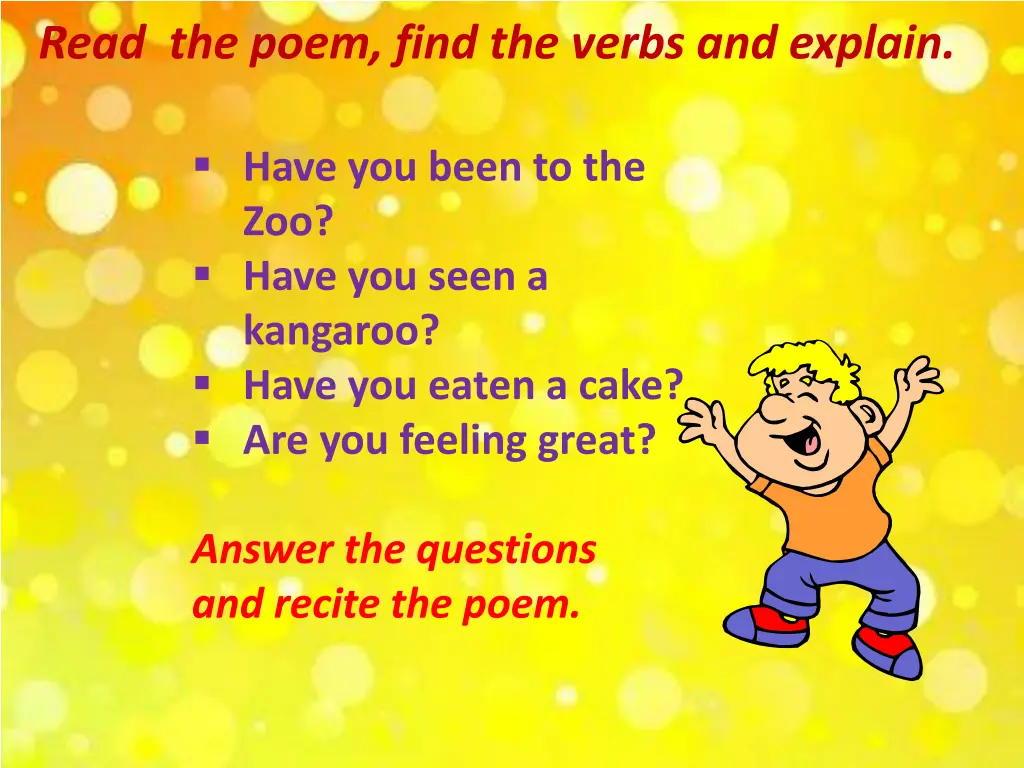 read the poem find the verbs and explain 1