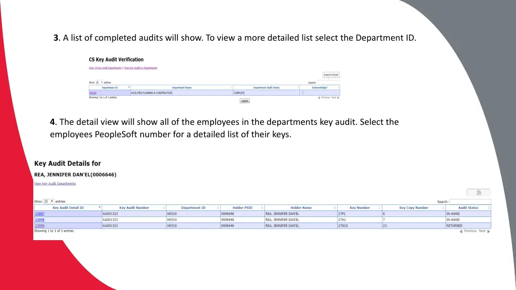 3 a list of completed audits will show to view