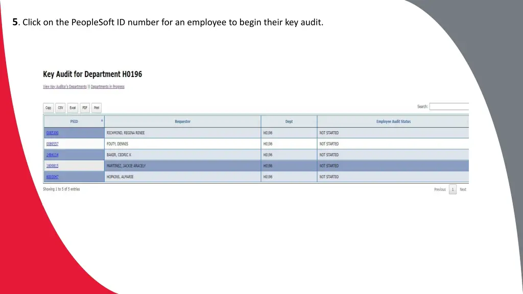 5 click on the peoplesoft id number