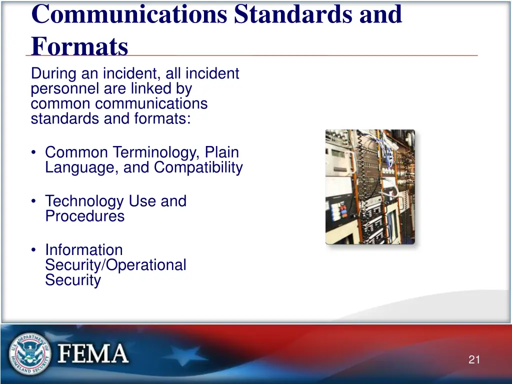 communications standards and formats during