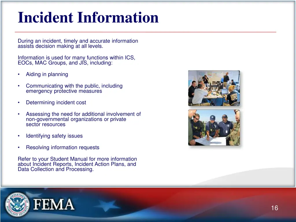 incident information