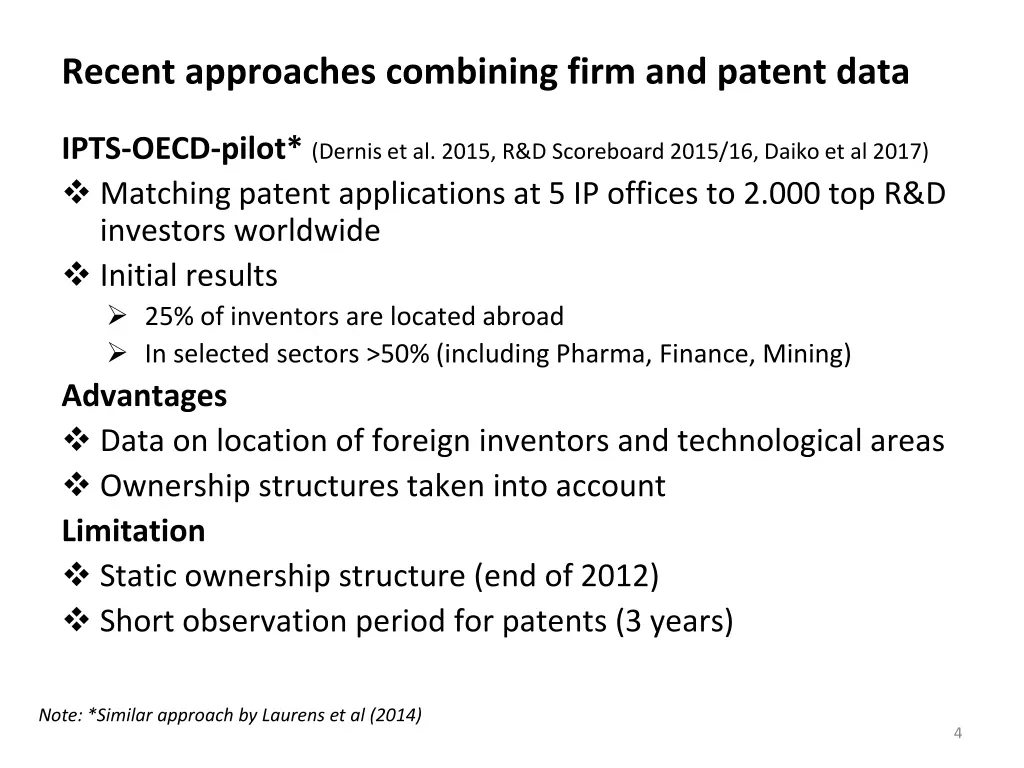 recent approaches combining firm and patent data