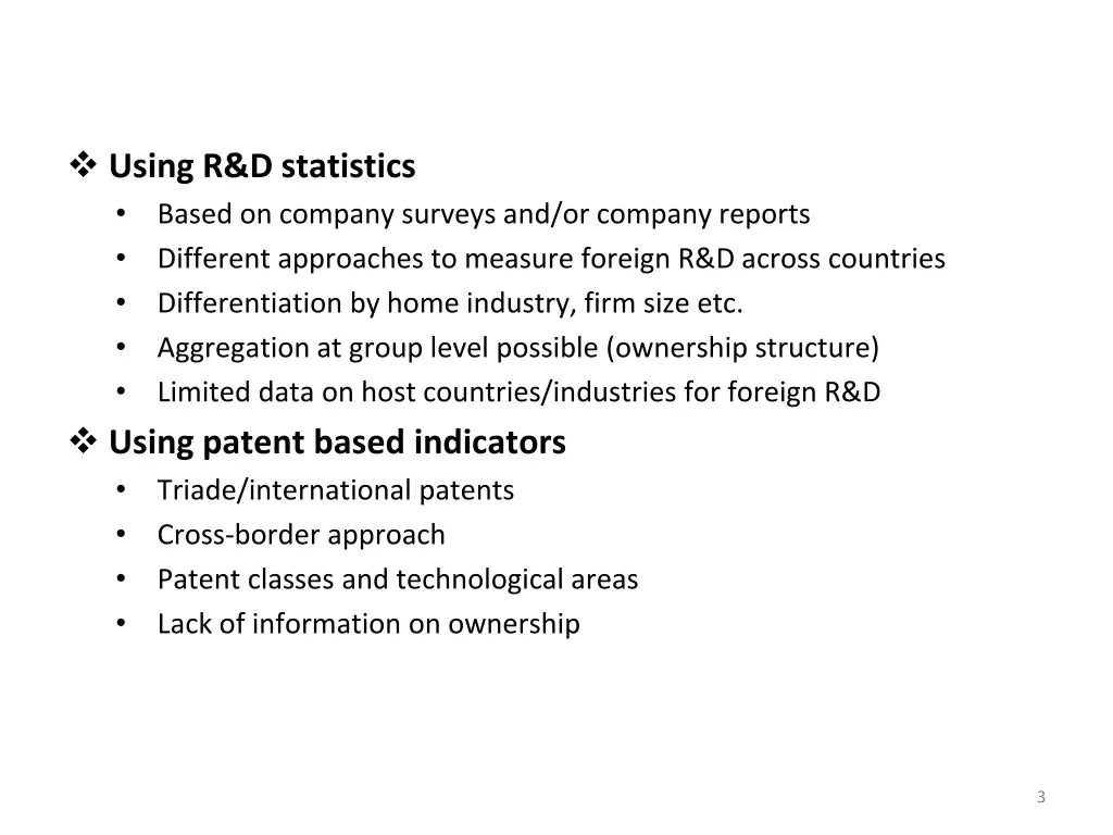 using r d statistics based on company surveys