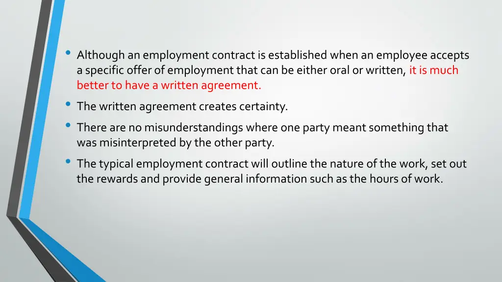 although an employment contract is established