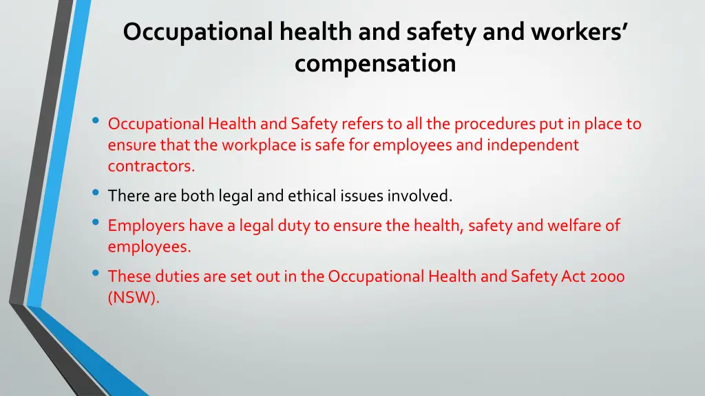 occupational health and safety and workers