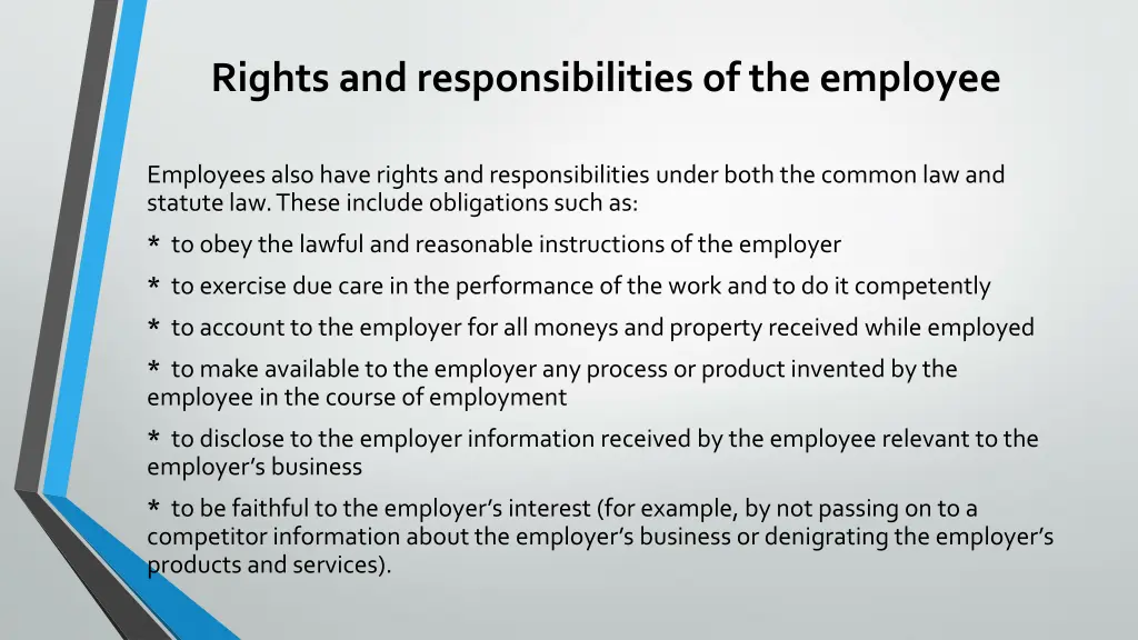 rights and responsibilities of the employee