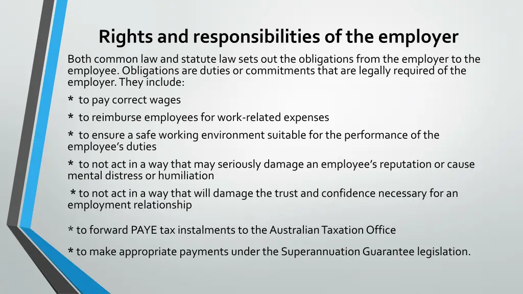 rights and responsibilities of the employer