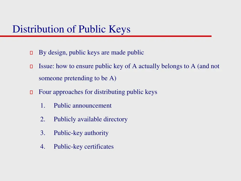 distribution of public keys