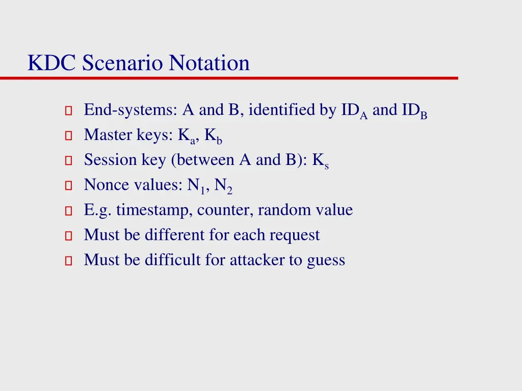 kdc scenario notation