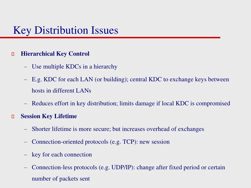 key distribution issues