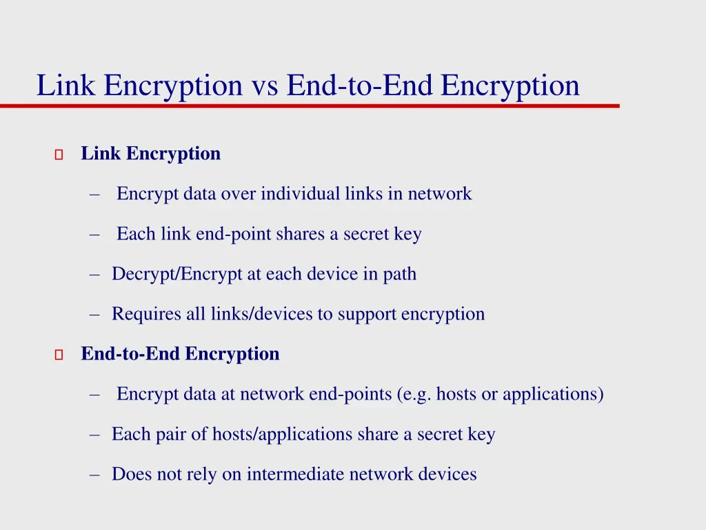 link encryption vs end to end encryption