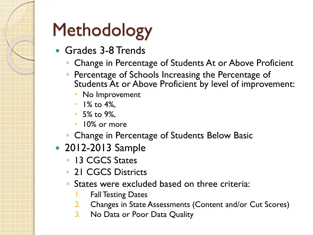 methodology grades 3 8 trends change