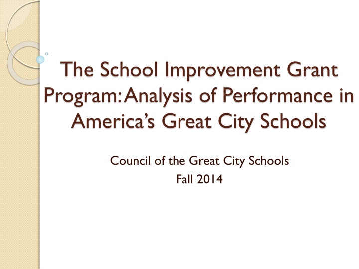 the school improvement grant program analysis