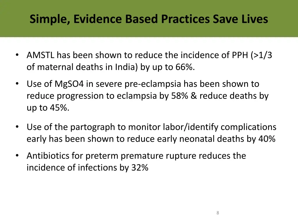 simple evidence based practices save lives