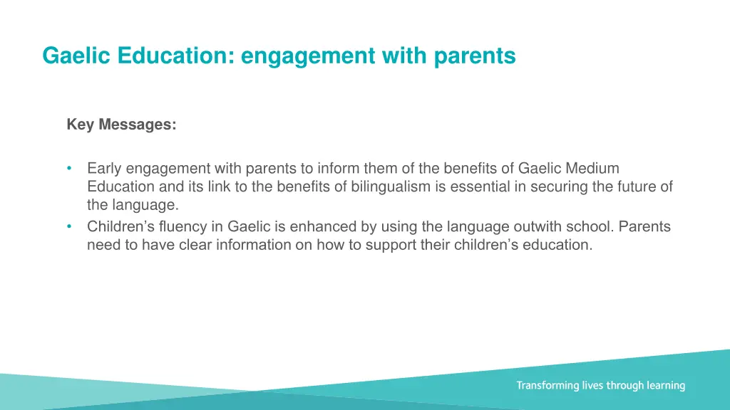 gaelic education engagement with parents