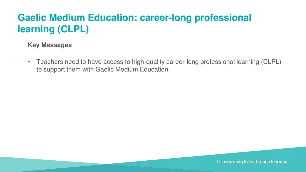 gaelic medium education career long professional