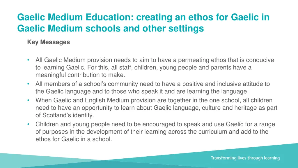 gaelic medium education creating an ethos