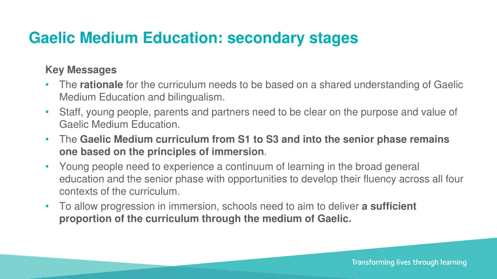 gaelic medium education secondary stages