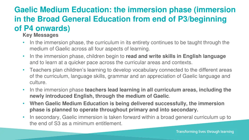 gaelic medium education the immersion phase