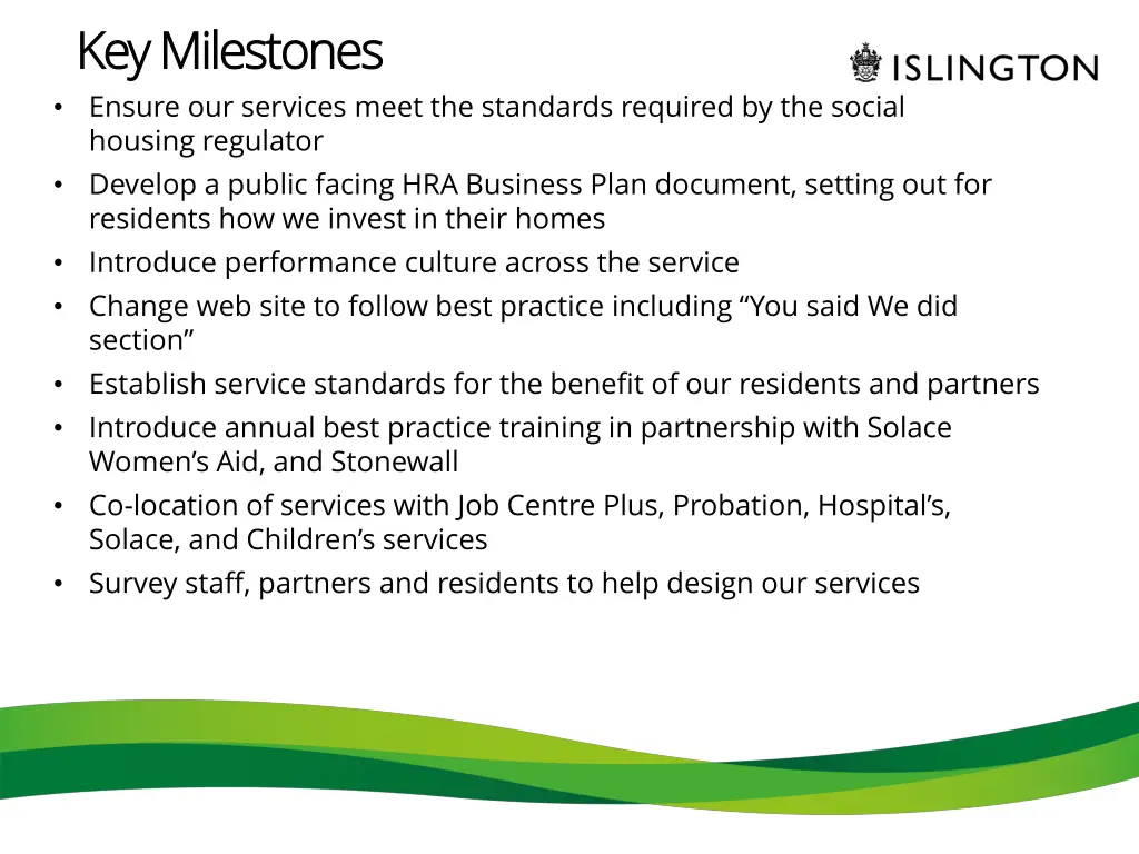 key milestones key milestones ensure our services