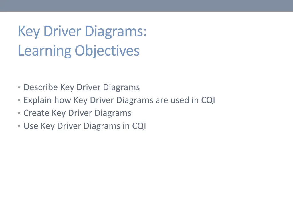 key driver diagrams learning objectives