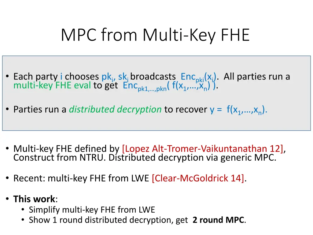 mpc from multi key fhe