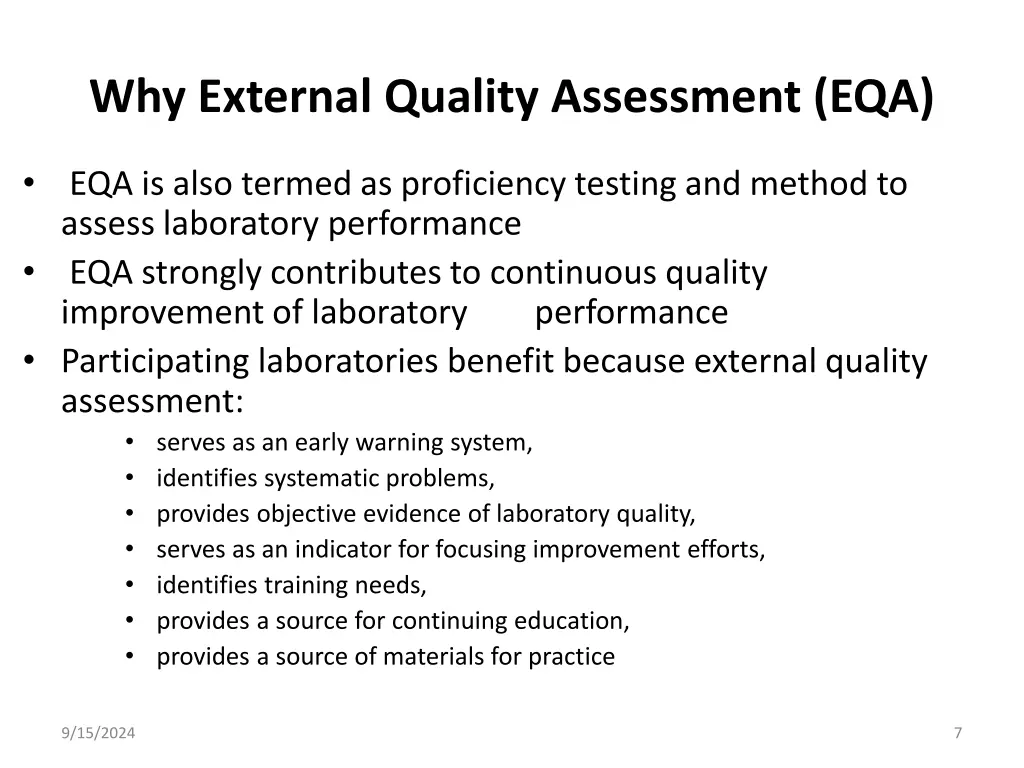 why external quality assessment eqa