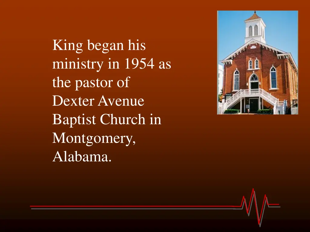 king began his ministry in 1954 as the pastor