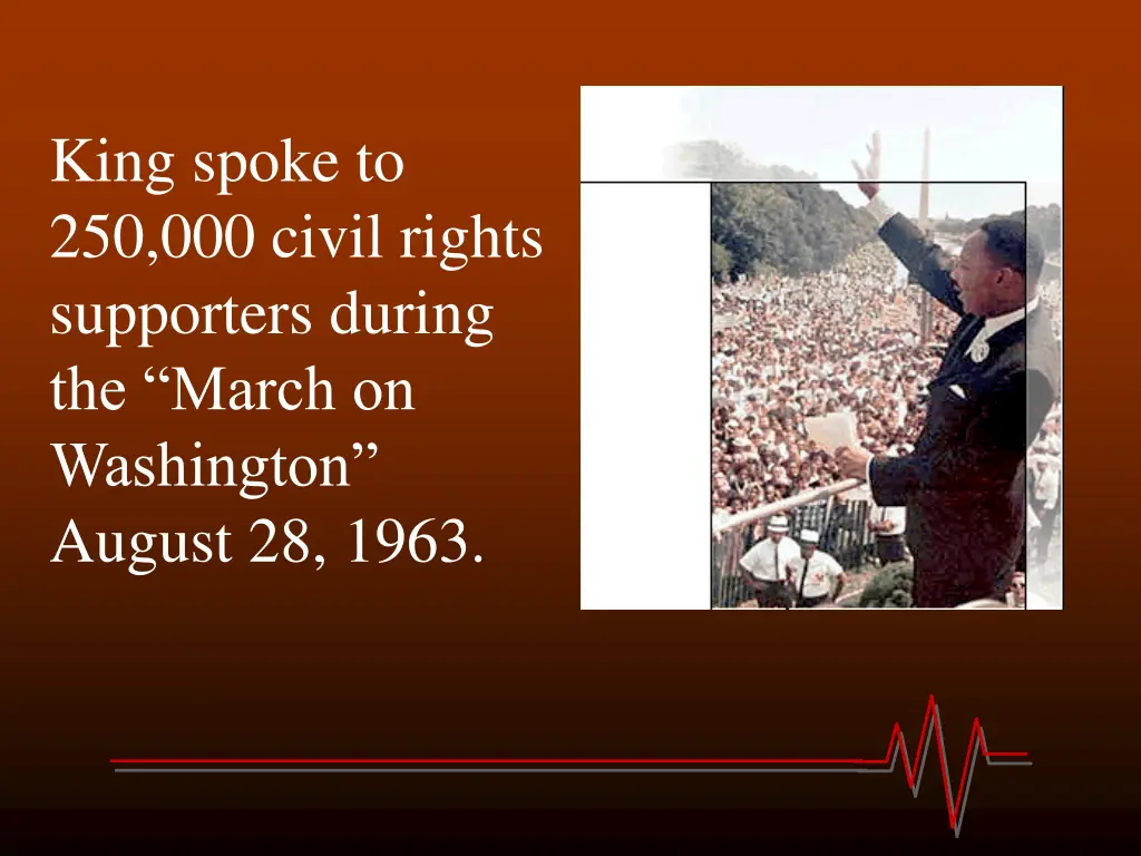 king spoke to 250 000 civil rights supporters