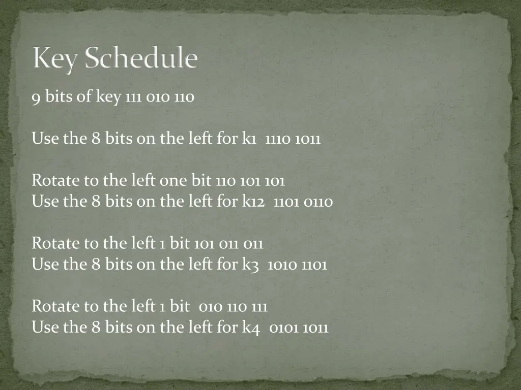 key schedule